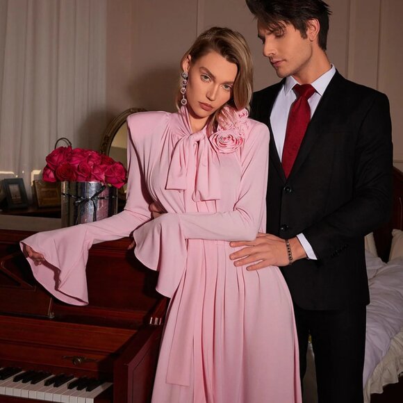 Benton Long Sleeve Flower Embellished Maxi Dress - Picture 3 of 3